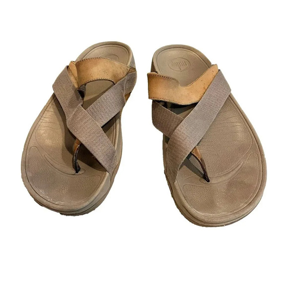 Fitflop MensTaupe Sling Nylon Walking Sandal 11 Flat Comfort Slip On Casual - Picture 1 of 12